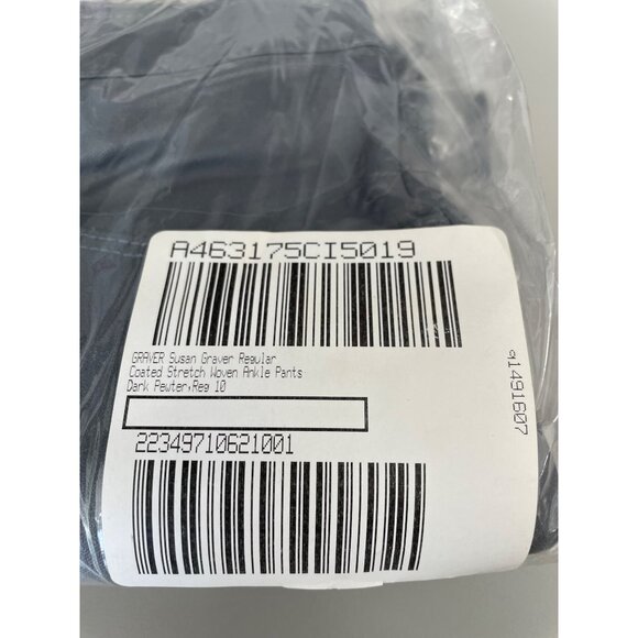 GRAVER Susan Graver Regular Coated Stretch Woven Ankle Pants 10 Dark Pewter NEW - Picture 2 of 7